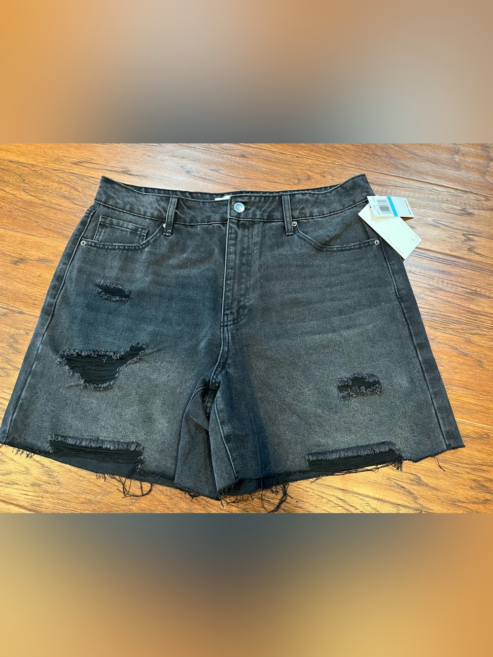NWT Seven7 Black Distressed 90’s Denim Shorts